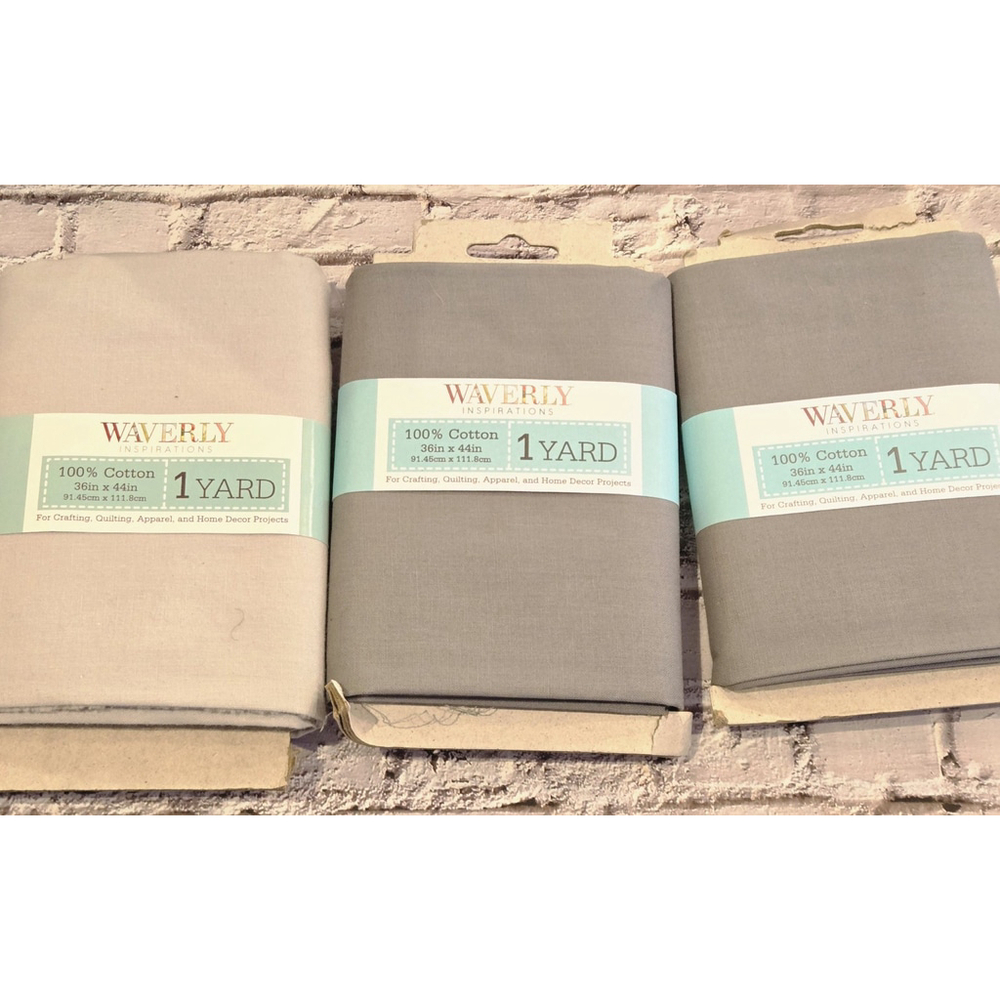 Waverly Inspirations 100% Cotton Sew Fabric, 3 Gray 1 Yard Package Lot, New